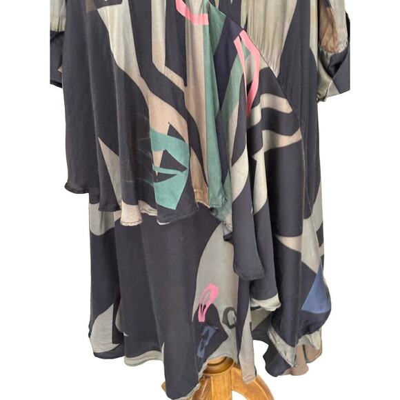 Palmer//Harding black/green graphic maxidress, 10, flowy, layered, artsy, wacky - Picture 5 of 8